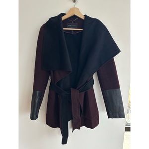 BCBGMAXAZRIA Belted wool wrap coat